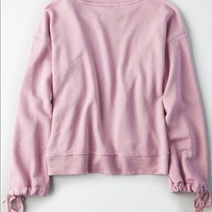 GREY balloon tie up sleeve sweatshirt